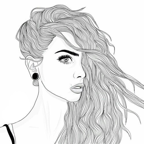 499x499 Image About Girl In Outline - Outline Drawing Of A Woman