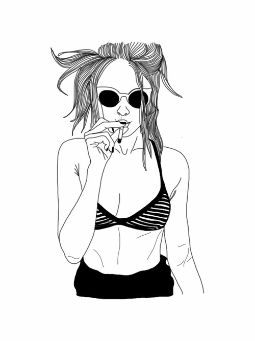 500x667 Woman Smoking Uploaded - Outline Drawing Of A Woman