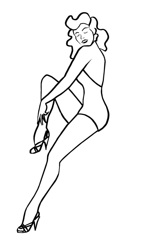 579x950 Body Outline Female - Outline Drawing Of A Woman