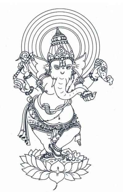 400x626 Ganesha Ganesh Tattoo Outline - Outline Drawing Of Lord Ganesha
