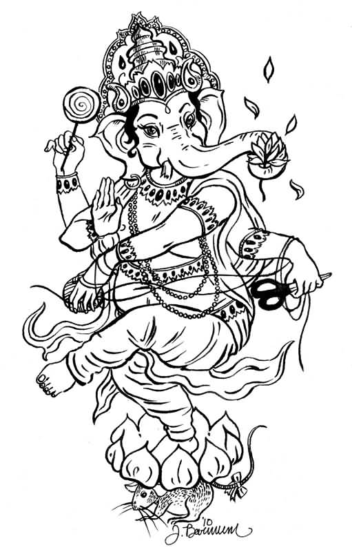 511x800 Ganesha Drawing Angry For Free Download - Outline Drawing Of Lord Ganesha