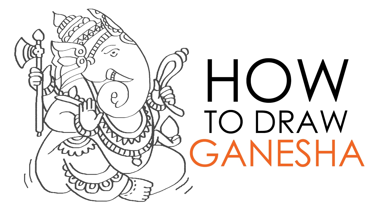 1280x720 How To Draw Ganesha - Outline Drawing Of Lord Ganesha