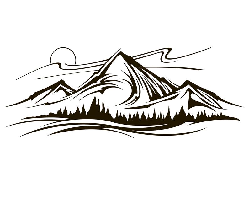 794x650 Mountain Range Landscape Scenery Outline Etsy - Outline Drawing Of Scenery