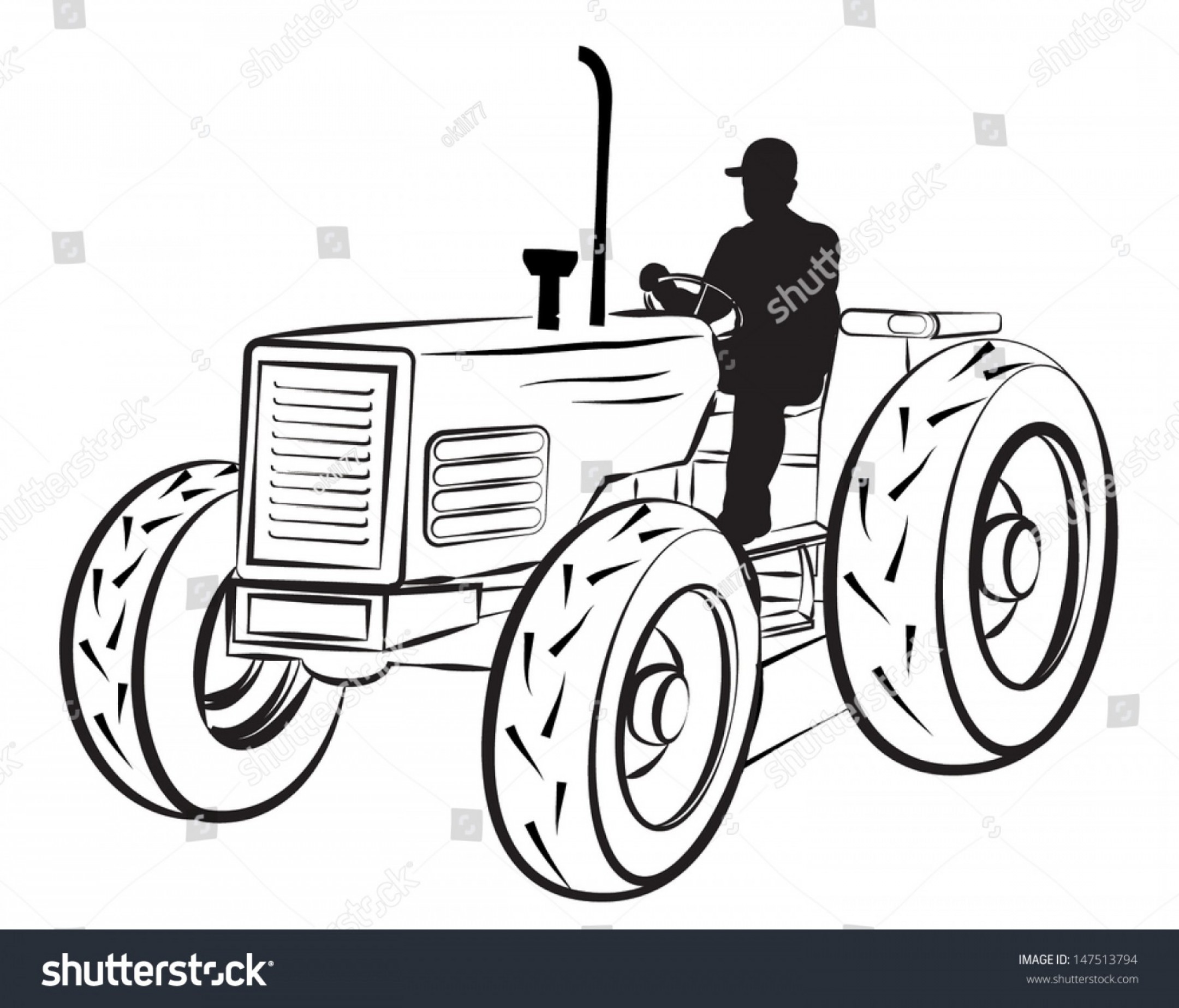 Трактор с телегой рисунок