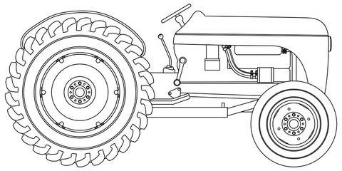 480x240 tractor photos, royalty free images, graphics, vectors videos - Outline Drawing Of Tractor