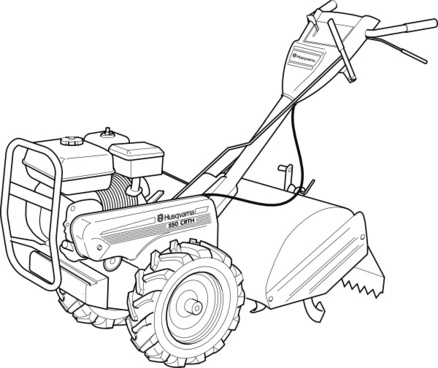 438x368 tractor vector image free vector download - Outline Drawing Of Tractor
