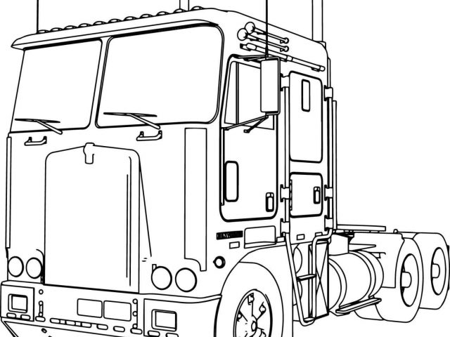 640x480 Trailers Rhindowin Coloring Semi Truck Drawing Outline Pictures - Outline Drawing Of Tractor
