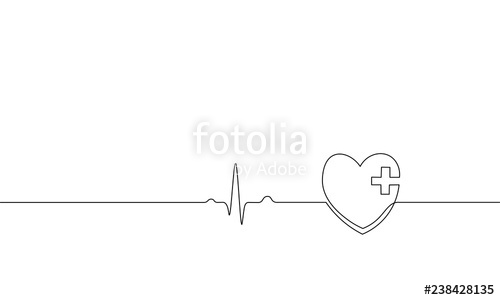 500x300 Healthy Heart Beats Pharmacy Medicine Single Continuous Line Art - Outline Drawing Online