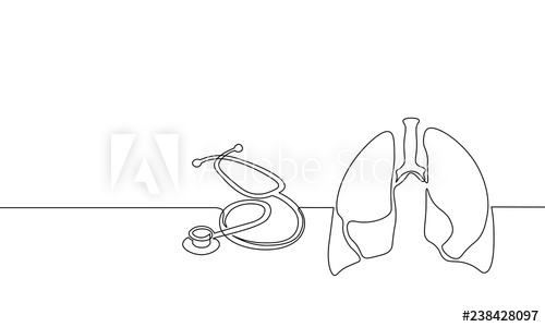 500x300 Healthy Human Lungs Medicine Single Continuous Line Art Online - Outline Drawing Online