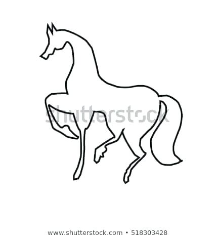 427x470 Horse Black Outline Coloring Pages For Kids Vector Illustration - Outline Drawing Online