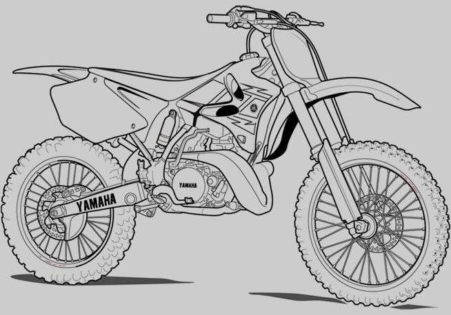 654x458 Lovely Dirt Bike Drawing Coloring - Outline Drawing Online