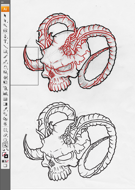 570x800 How To Draw Evil Vector Skulls In Illustrator - Outline Of A Drawing