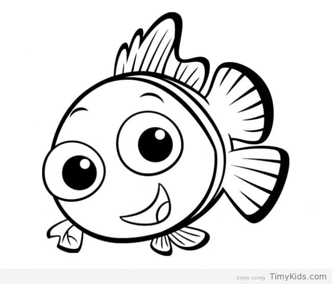 650x555 Fish Outline Coloring Pages For Kids - Outline Of Fish Drawing
