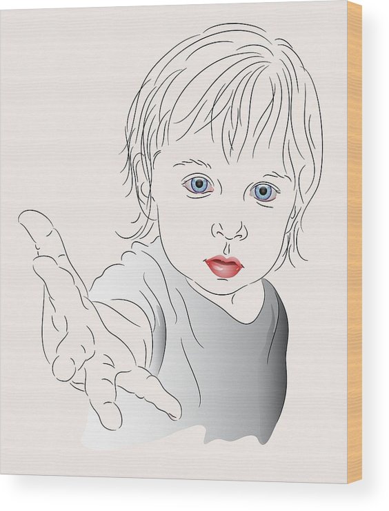564x740 child with outstretched hand wood print - Outstretched Hand Drawing