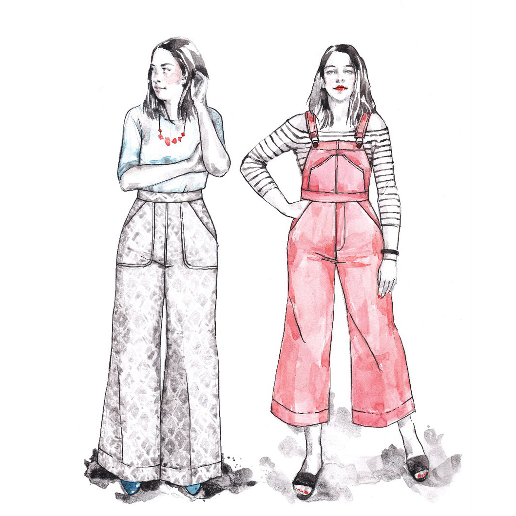 1059x1059 closet case patterns jenny overalls and trousers printed pattern - Overalls Drawing