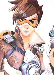 216x300 tracer overwatch drawing original artwork ebay - Overwatch Drawings