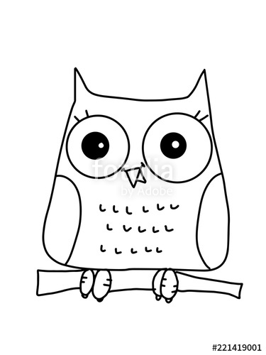375x500 Cute Owl Characters Cartoon And Line Drawing Stock Photo - Owl Cartoon Drawing