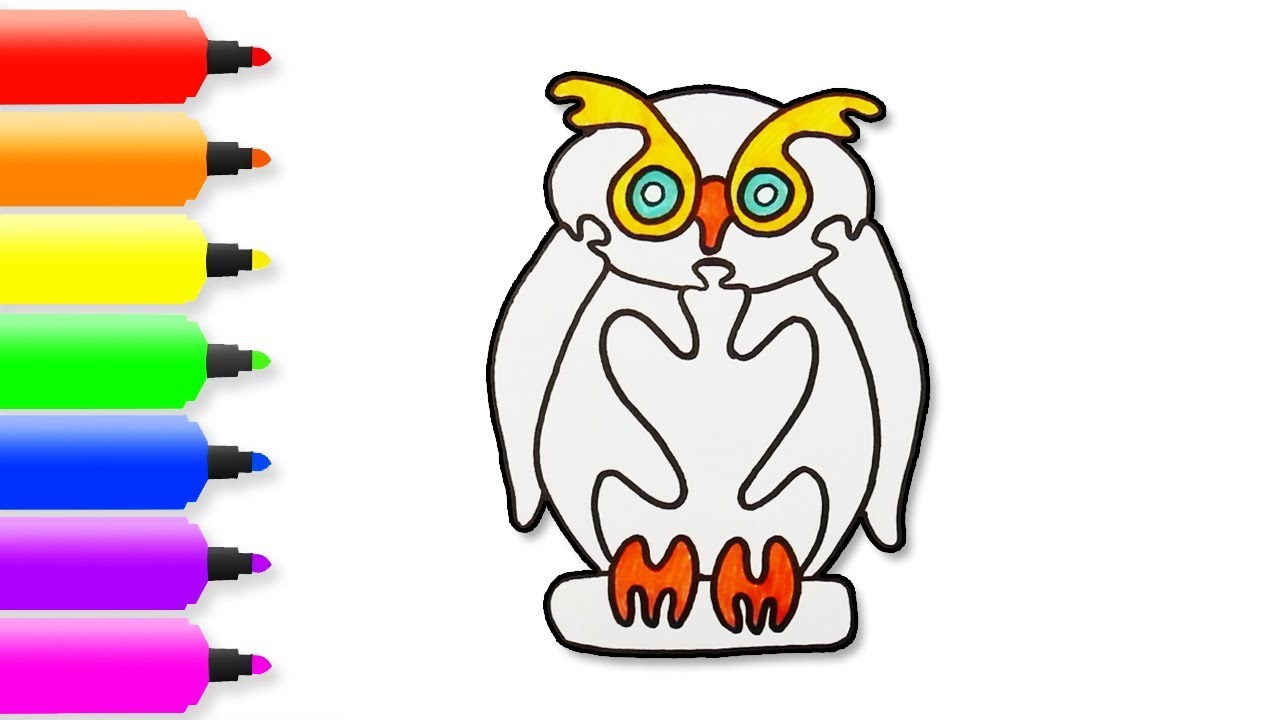 1280x720 How To Draw + Color Owl For Kids How To Draw Owl Coloring - Owl Color Drawing
