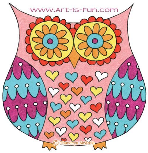 500x517 How To Draw An Owl Learn To Draw A Cute Colorful Owl In This Easy - Owl Color Drawing