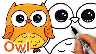 320x180 How To Draw A Cute Cartoon Owl Easy Step - Owl Cute Drawing