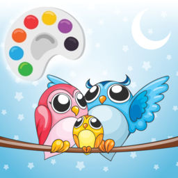 256x256 Cute Owl Coloring Drawing Pages For Kid - Owl Cute Drawing