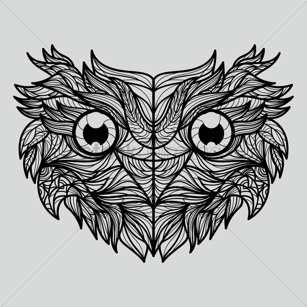 1300x1300 Intricate Owl Design Vector Image - Owl Design Drawing