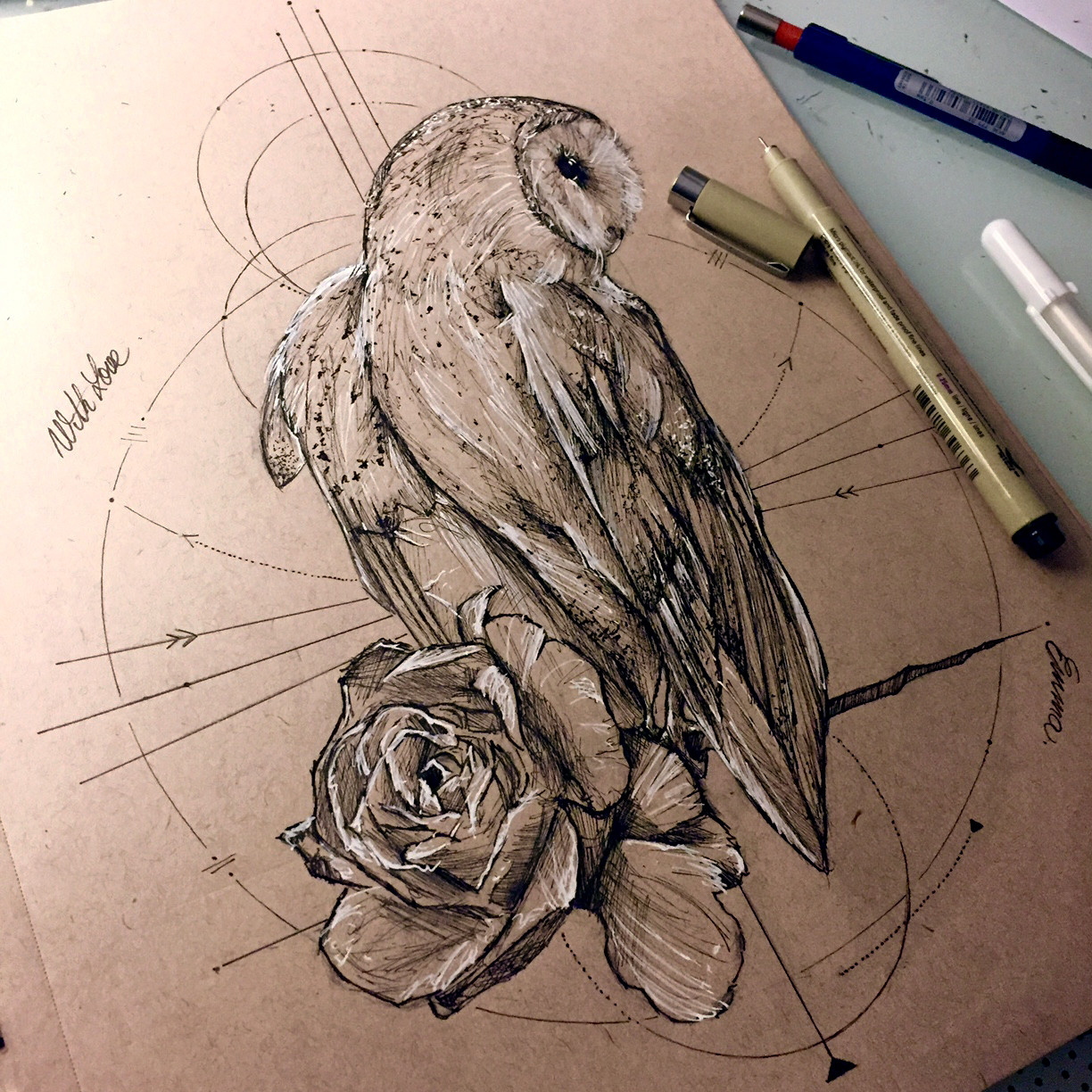 1224x1224 Owl Design - Owl Design Drawing