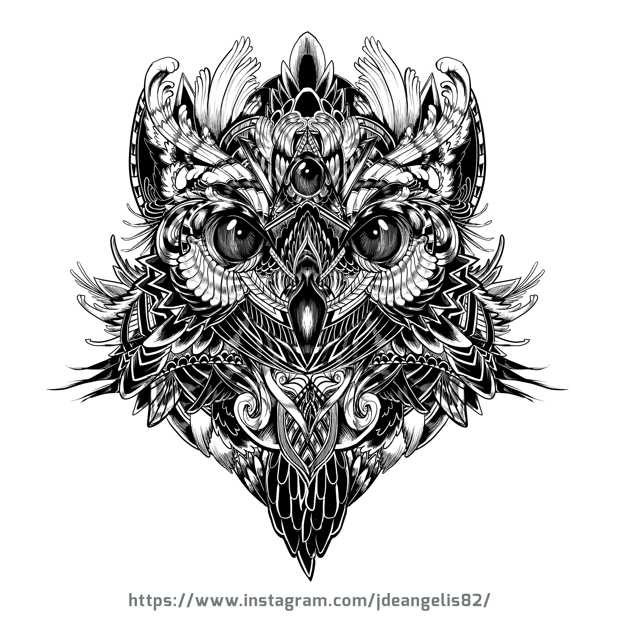 2000x2000 Owl Design, Sai And Photoshop, Art - Owl Design Drawing