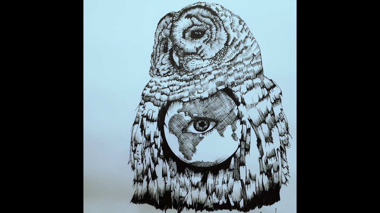 1280x720 Earth Owl - Owl Design Drawing