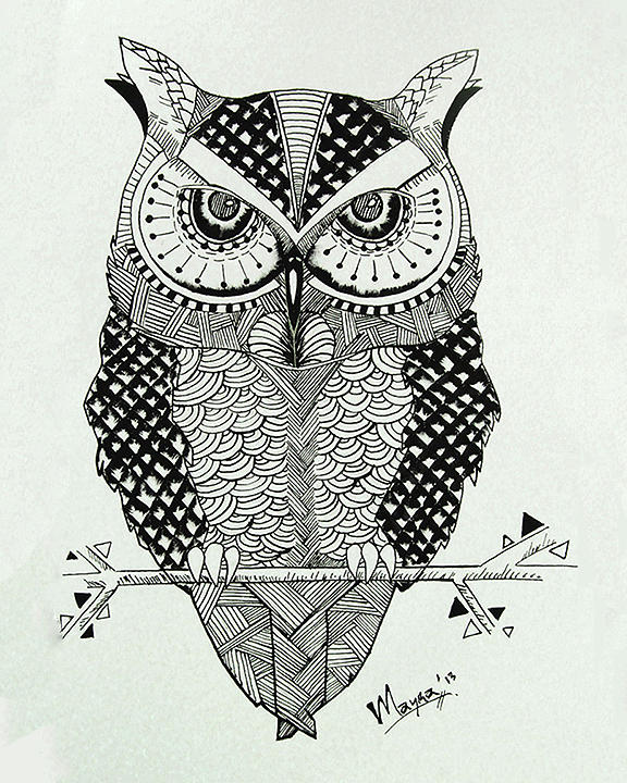 576x720 Abstract Owl Drawing - Owl Drawing