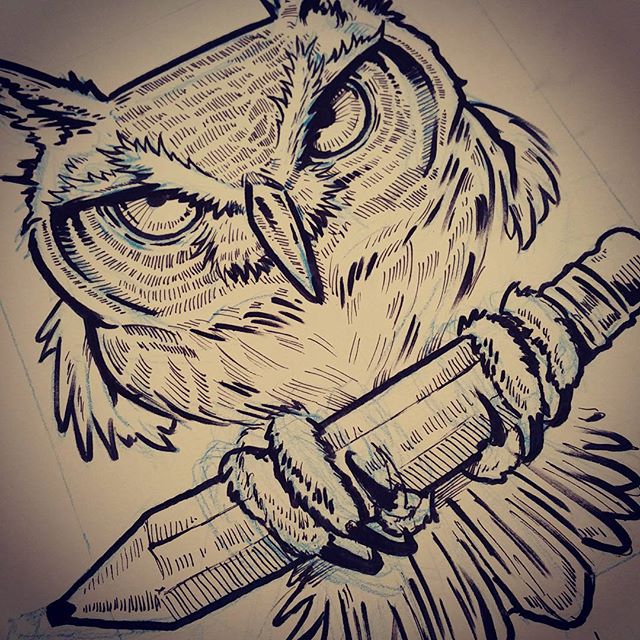 640x640 Owl For Branding Pencils And Ink - Owl Drawing Art