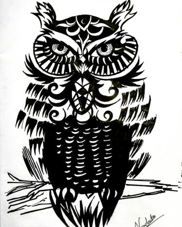 375x469 Abstract Owl Drawing - Owl Drawing Art