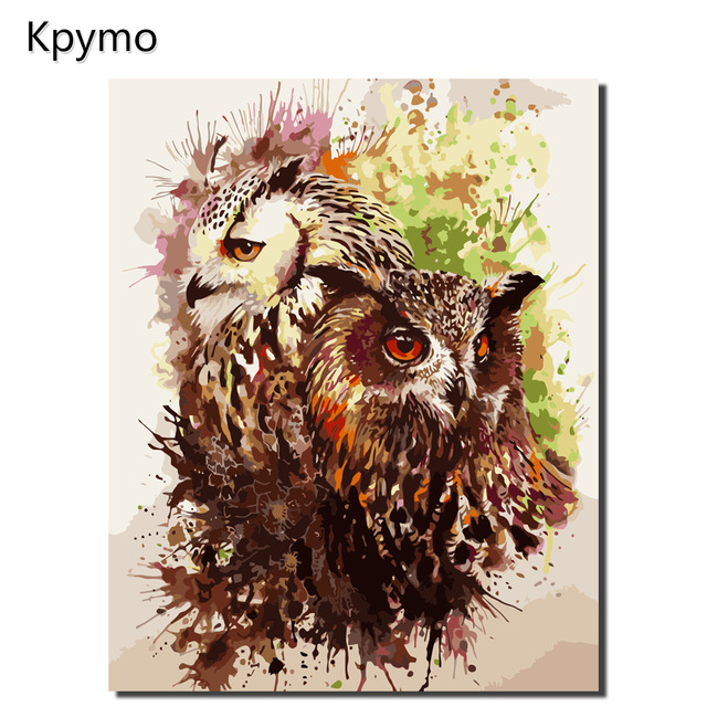 640x640 Kpymo Frameless Happy Owl Diy Painting - Owl Drawing Color