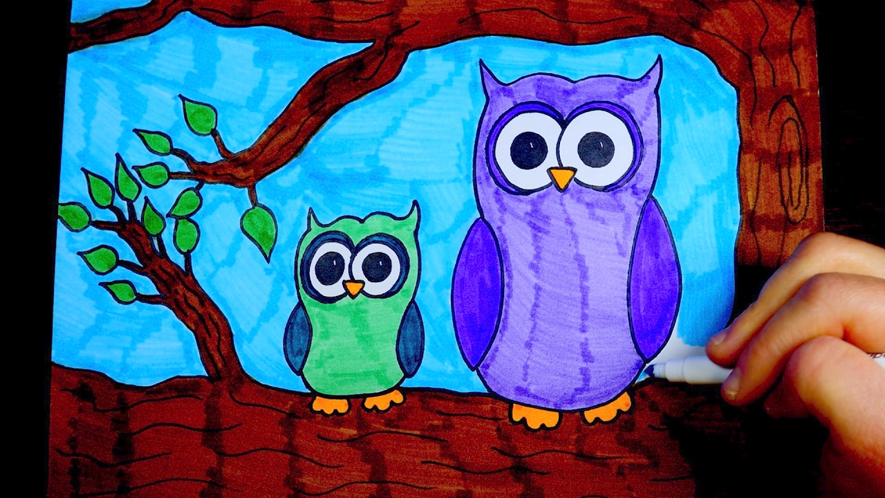 1280x720 how to draw owls kids coloring videos - Owl Drawing For Kids