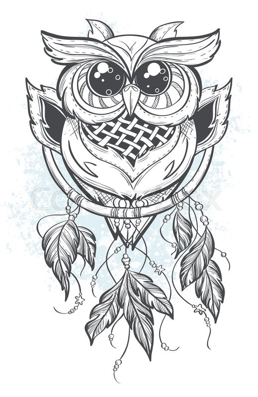 519x800 dream catcher outline vector stock vector colourbox - Owl Dream Catcher Drawing