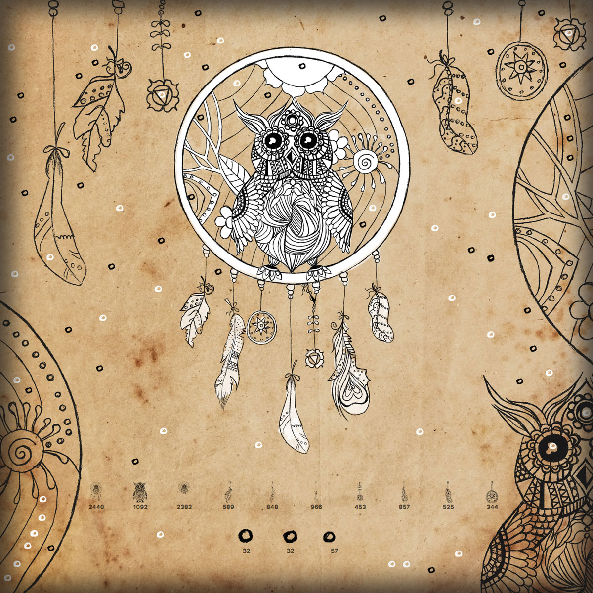 1200x1200 owl dream catcher - Owl Dream Catcher Drawing