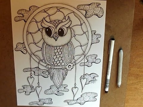480x360 dream catcher owl doodle - Owl Dream Catcher Drawing
