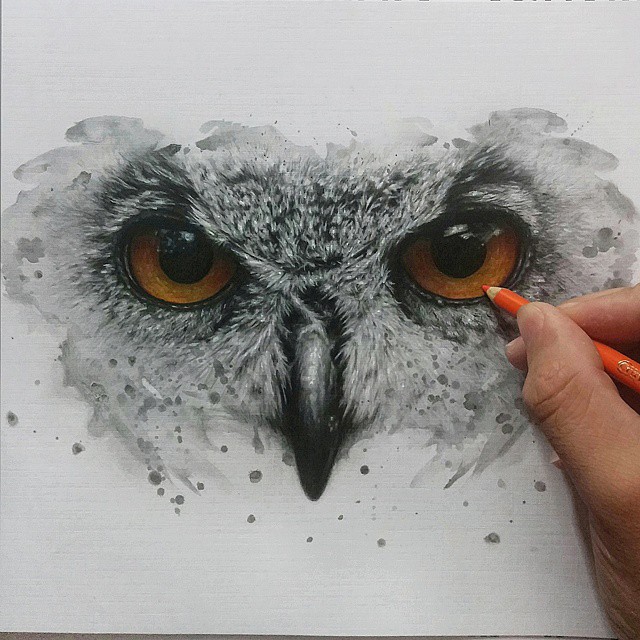 640x640 owl eyes ronald restituyo art - Owl Eyes Drawing