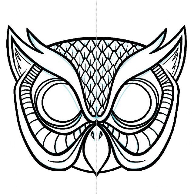 640x640 owl head wip - Owl Head Drawing