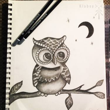 Owl In A Tree Drawing at PaintingValley.com | Explore collection of Owl ...
