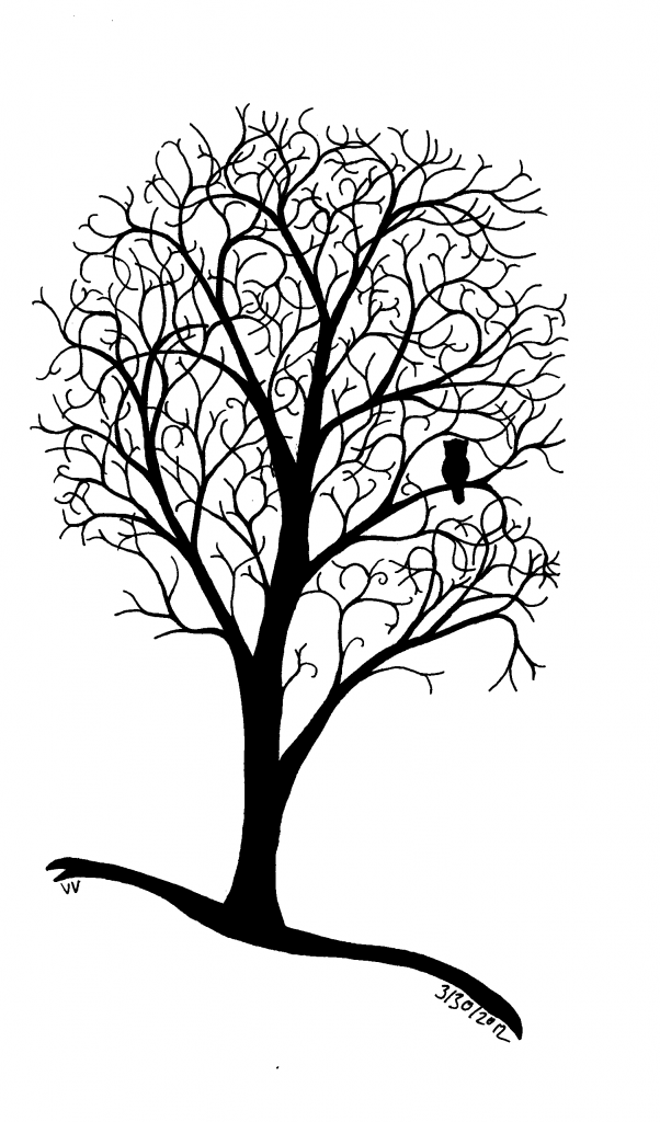 602x1024 Owl In A Tree - Owl In A Tree Drawing