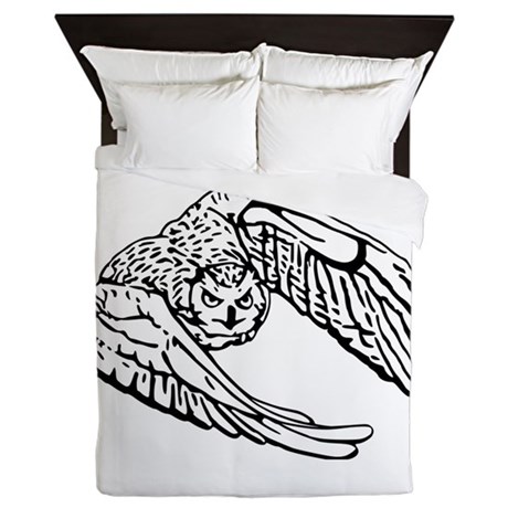 460x460 owl in flight drawing outline queen duvet - Owl In Flight Drawing