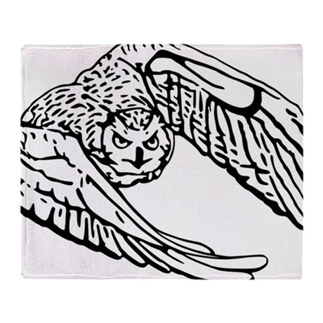 460x460 owl in flight drawing outline throw blanket - Owl In Flight Drawing