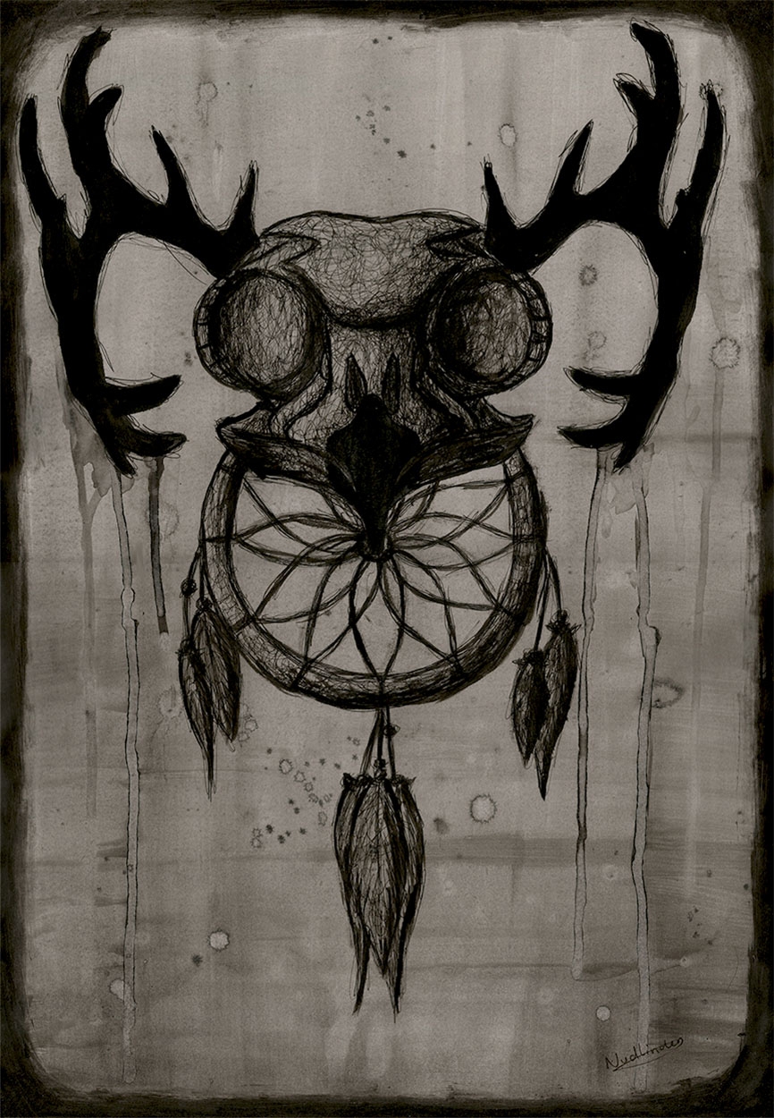 866x1250 Ink Drawing Owl Dreamcatcher - Owl Ink Drawing