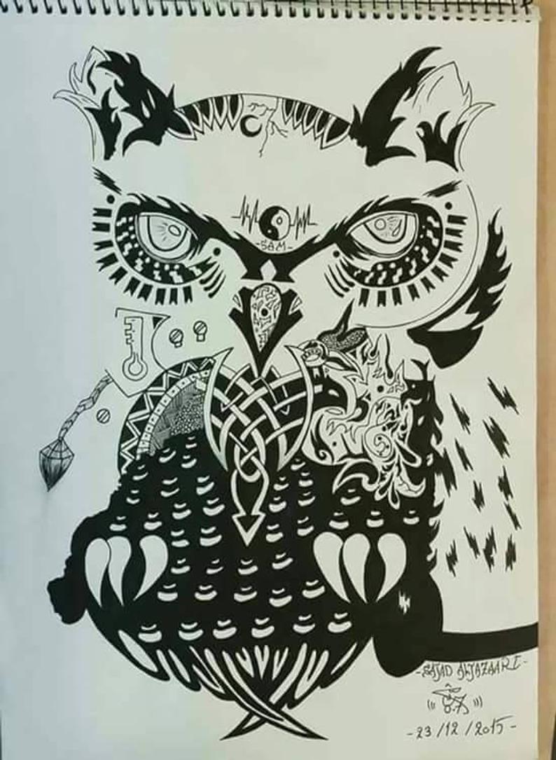 794x1085 Owl Ink Drawing Etsy - Owl Ink Drawing