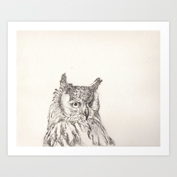 700x700 Owl Line Drawing Art Print - Owl Line Drawing
