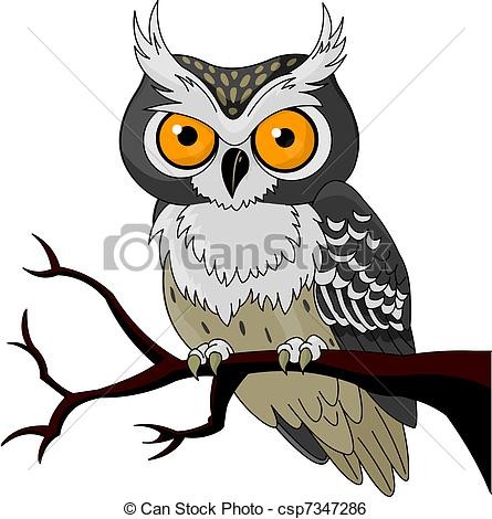 445x470 night owl clip art vector with on branch drawing - Owl On A Branch Drawing