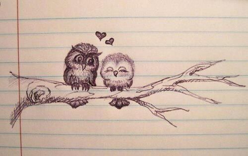 500x315 Two Little Birds Sittin In A Tree Tattoos, Love - Owl On Tree Branch Drawing