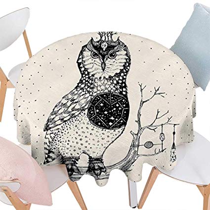 425x425 cheery home spillproof fabric tableclothmodern owl - Owl On Tree Branch Drawing