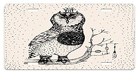 466x248 lunarable modern license plate, owl on tree branch - Owl On Tree Branch Drawing